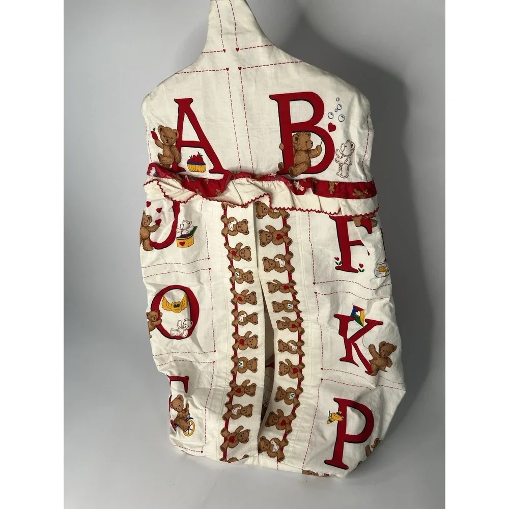 Handmade Alphabet Teddy Bear Baby Nursery ABC Hanging Diaper Stacker